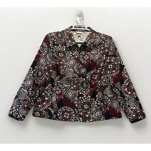 Christopher & Banks Jacket Women's XL Red Black White‎ Tan Geometric Circles